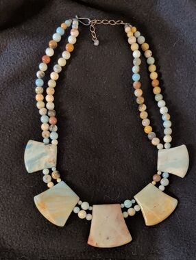 Multi-Stone Pastel Beaded Statement Necklace - Brand: